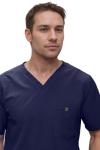 Monarch Uniforms Men's Scrub Set V-Neck Scrub Sets with Nine Large Pockets(Navy Blue,Medium)
