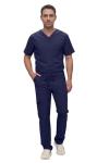 Monarch Uniforms Men's Scrub Set V-Neck Scrub Sets with Nine Large Pockets(Navy Blue,Medium)