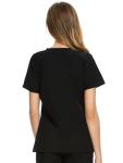 COZYFIT Medical Scrub Tops for Women - Soft Stretch,Curved V-Neck Scrub Tops with 3 Pockets,Black,L