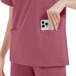 niaahinn Women's Scrub for Women V-Neck Top & Cargo Pants, Comfortable Scrub Set Stretch Fabric, 10 Pockets (S-XXL) (Pink,M)