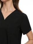 COZYFIT Medical Scrub Tops for Women - Soft Stretch,Curved V-Neck Scrub Tops with 3 Pockets,Black,L