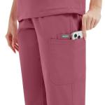 niaahinn Women's Scrub for Women V-Neck Top & Cargo Pants, Comfortable Scrub Set Stretch Fabric, 10 Pockets (S-XXL) (Pink,M)