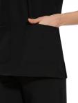 COZYFIT Medical Scrub Tops for Women - Soft Stretch,Curved V-Neck Scrub Tops with 3 Pockets,Black,L