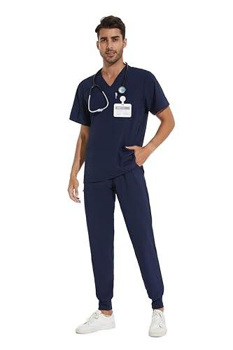 Men's CozyFit Scrub Set with V-Neck Top and Jogger Pants