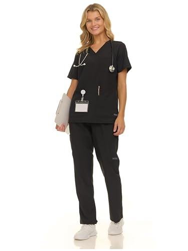 Nautica Scrubs for Women Set, 9 Pocket Breathable Scrub Sets For Woman Pants Tops, Comfortable Soft Stretch Womens Scrub Sets