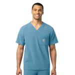 Carhartt Mens Micro Ripstop Chest Pocket Top Medical Scrubs Shirt, Azure Blue, Medium US