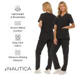 Nautica Scrubs for Women Set, 9 Pocket Breathable Scrub Sets For Woman Pants Tops, Comfortable Soft Stretch Womens Scrub Sets