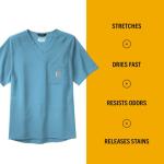 Carhartt Mens Micro Ripstop Chest Pocket Top Medical Scrubs Shirt, Azure Blue, Medium US