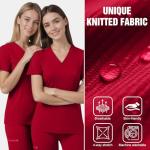 Dvoliaw Scrubs for Women V-Neck Set, Thickened 4-Way Stretch Scrub Top & Jogger Pants with Utility Pockets