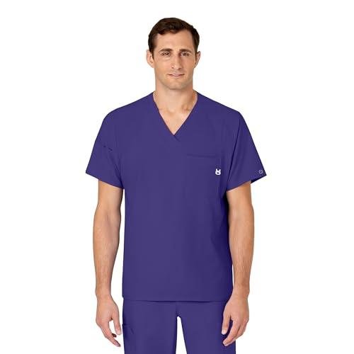 WonderWink Mens Men's V-Neck Top Medical Scrubs Shirt, Grape, Large US