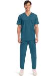 Cherokee Men's V-Neck Top, Caribbean Blue, Large