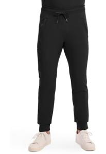 Cherokee Infinity Men's Jogger Pants with Drawstring Waist Mid Rise 5 Pockets Bottoms CK004A, XL, Black