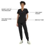 Kitmaz Medical Scrub Tops for Women - Soft Stretch V-Neck Top Scrubs with 3 Pockets Black