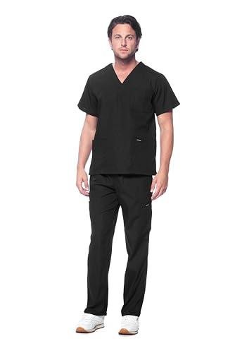 Unisex Black Medical Scrubs Set - X-Large