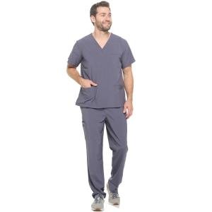 Unisex 4-Way Stretch Medical Scrubs Set - Gray
