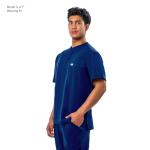 Peelz Karl Henley 2-Pocket Scrub Top for Men - Soft Stretch Fabric Men's Scrub Tops, 3-Button Design, Comfort Fit, Midnight, Medium