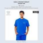Peelz Karl Henley 2-Pocket Scrub Top for Men - Soft Stretch Fabric Men's Scrub Tops, 3-Button Design, Comfort Fit, Midnight, Medium