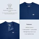 Peelz Karl Henley 2-Pocket Scrub Top for Men - Soft Stretch Fabric Men's Scrub Tops, 3-Button Design, Comfort Fit, Midnight, Medium