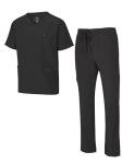 Natural Uniforms Mens Stretch Multi-Pocket Cargo Scrub Set (Black, Medium)