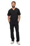 Natural Uniforms Mens Stretch Multi-Pocket Cargo Scrub Set (Black, Medium)