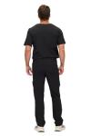 Natural Uniforms Mens Stretch Multi-Pocket Cargo Scrub Set (Black, Medium)