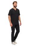 Natural Uniforms Mens Stretch Multi-Pocket Cargo Scrub Set (Black, Medium)