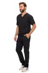 Natural Uniforms Mens Stretch Multi-Pocket Cargo Scrub Set (Black, Medium)