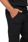 Natural Uniforms Mens Stretch Multi-Pocket Cargo Scrub Set (Black, Medium)