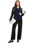 Tisfeer Navy Scrub Jacket for Women Zip Front Stand Collar Nurse Jacket Soft Long Sleeve Ladies Cozy Scrub Coats with 2 Pockets, Navy Blue, S
