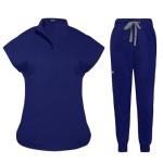 niaahinn Scrubs Set for Women Nurse Uniform Jogger Suit Stretch Top & Pants with Multi Pocket for Nurse Doctor Esthetician Workwear (dark-blue, Medium)