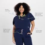 DOLAN Mayfair V-Neck Core Scrub Top, Womens Medical Scrub Top, 2-Pocket, Soft and Durable, Easy Care Navy