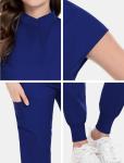 niaahinn Scrubs Set for Women Nurse Uniform Jogger Suit Stretch Top & Pants with Multi Pocket for Nurse Doctor Esthetician Workwear (dark-blue, Medium)