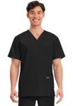Cherokee Men's V-Neck Top Traditional fit with 4 Pockets, Ultra Soft, Durable, Fade Resistant, 2-Way Stretch Fabric - WW695, L, Black