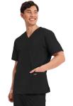 Cherokee Men's V-Neck Top Traditional fit with 4 Pockets, Ultra Soft, Durable, Fade Resistant, 2-Way Stretch Fabric - WW695, L, Black