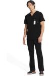 Cherokee Infinity V- Neck Men's Scrub Top with Rib Knit Back Panels CK900A, XL, Black