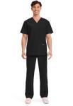 Cherokee Men's V-Neck Top Traditional fit with 4 Pockets, Ultra Soft, Durable, Fade Resistant, 2-Way Stretch Fabric - WW695, L, Black
