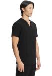 Cherokee Infinity V- Neck Men's Scrub Top with Rib Knit Back Panels CK900A, XL, Black