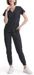 Eadflie Scrubs for Women Set - 8-Pocket V-Neck Scrub Uniform, Stretch Jogger Pants, Medical Workwear for Nurses, Pet Care (Black/M)