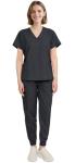 Eadflie Scrubs for Women Set - 8-Pocket V-Neck Scrub Uniform, Stretch Jogger Pants, Medical Workwear for Nurses, Pet Care (Black/M)