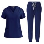 LIKEOULI women scrubs sets Scrubs for Women Set Stretch V-Neck Scrub Tops Jogger Pant Nursing Uniforms Scrubs Sets Breathable Casual Outfits scrubs for women set