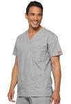 Dickies Men's Big-Tall Extreme Stretch V-Neck Scrub Top, Grey, 5X-Large