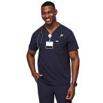 FIGS Leon Three-Pocket Scrub Top for Men - Navy Blue, M