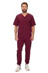Natural Uniforms Mens Luxe Stretch Jogger Scrub Set (Burgundy, XX-Large)