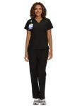 floralhue Scrubs for Women, V-Neck Scrubs Top & Cargo Pants with 12 Pockets, Yoga Waistband, 4 Way Stretch, Black, L