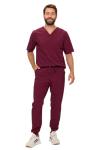 Natural Uniforms Mens Luxe Stretch Jogger Scrub Set (Burgundy, XX-Large)