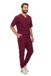 Natural Uniforms Mens Luxe Stretch Jogger Scrub Set (Burgundy, XX-Large)