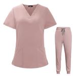 VIAOLI Scrubs for Women Set V-Neck Pocket Top & Drawstring Jogger Scrub Pants