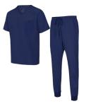 Natural Uniforms Mens Luxe Stretch Jogger Scrub Set (True Navy Blue, Medium)