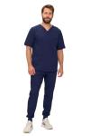 Natural Uniforms Mens Luxe Stretch Jogger Scrub Set (True Navy Blue, Medium)