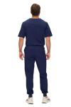 Natural Uniforms Mens Luxe Stretch Jogger Scrub Set (True Navy Blue, Medium)